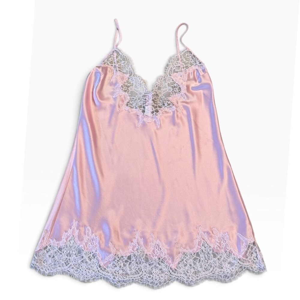 SKIMS Silk Lace Mini Slip Dress Peony Tonal Pink XS NEW - Picture 2 of 6
